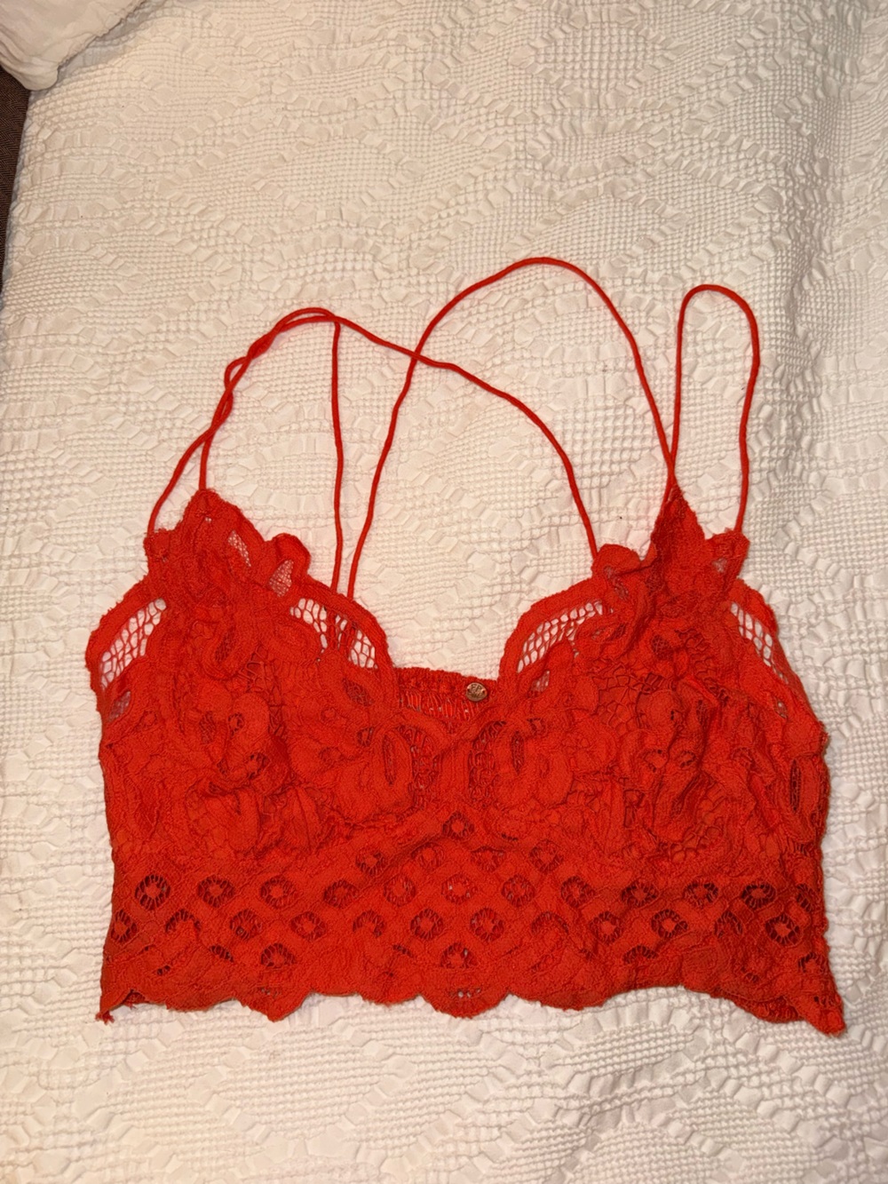 Free People Red Lace Bralette with Double Straps